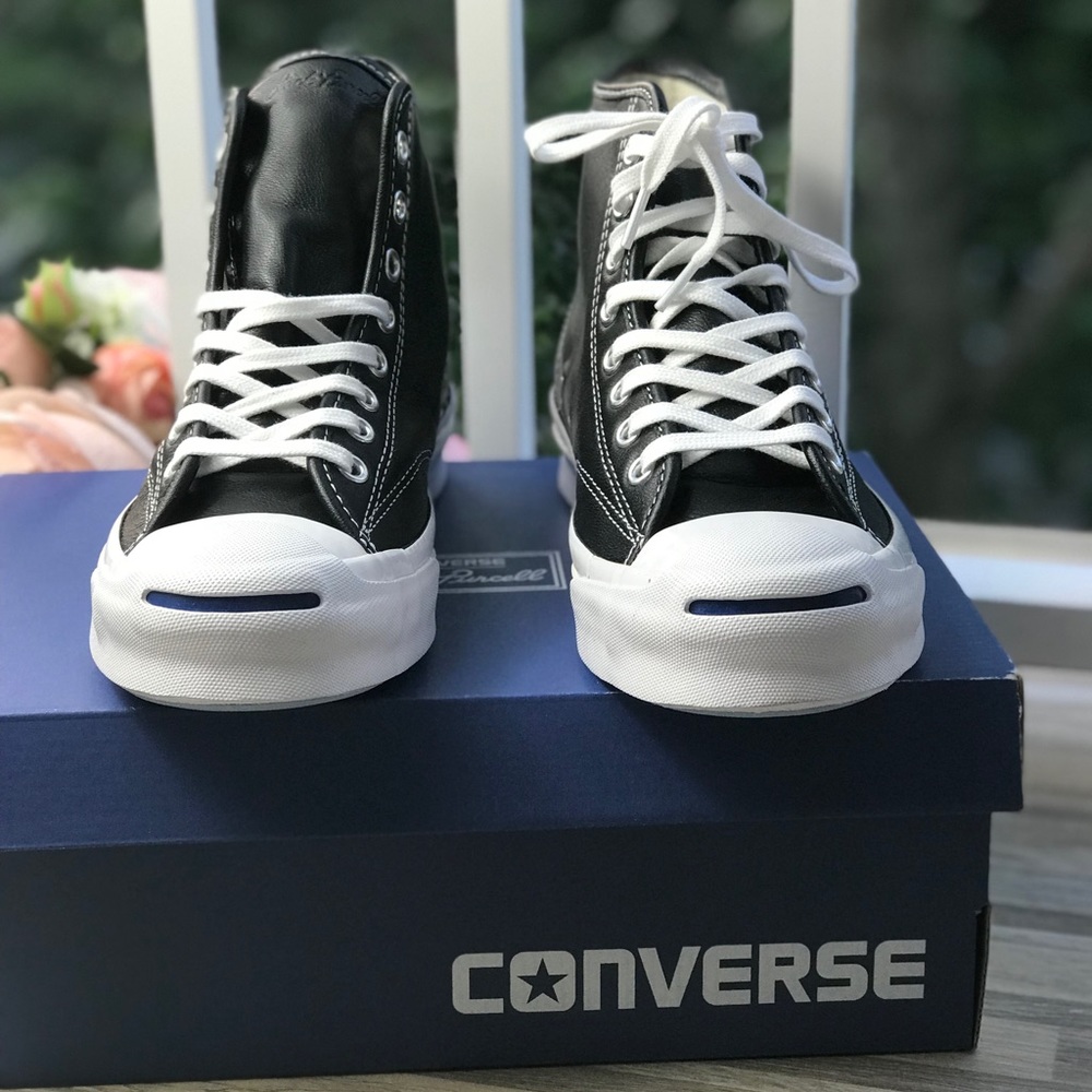 Converse Rare JP Signature HI Black Leather W AUTH - Picture 5 of 8